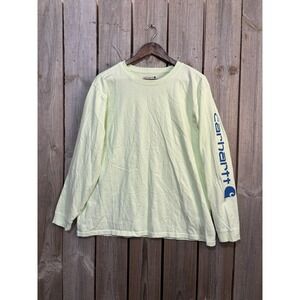 Carhartt Women's XL Loose Fit Long Sleeve Logo Tee Lime Green